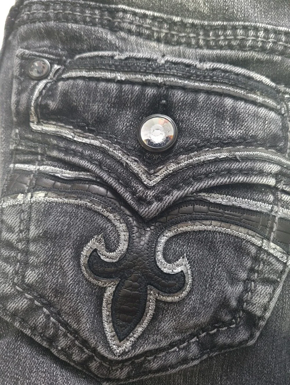 Rock Revival Jeans Women Sz 25 Celinda Skinny Black Distressed
